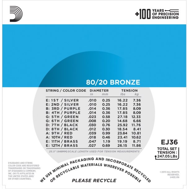 D'Addario EJ36, 010 - 047 (12-Strenge s�t)